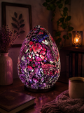 LUNORA mosaic lamp glowing in a warm interior