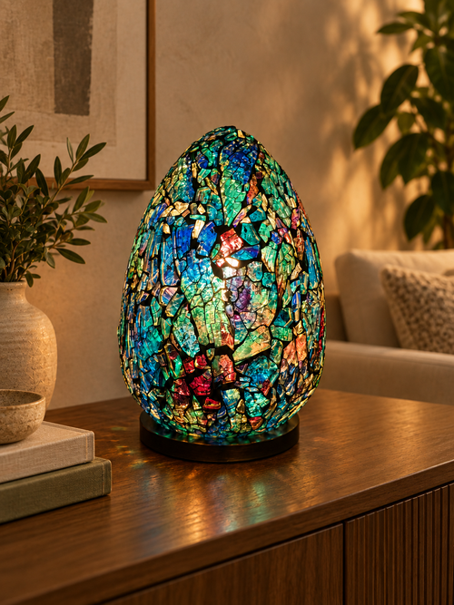 LUNORA Multicolor Mosaic Lamp in a contemporary living room